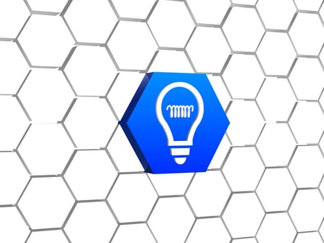 idea - light bulb symbol in blue hexagon