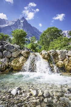 Waterfall and rocks in the Austrian Alps