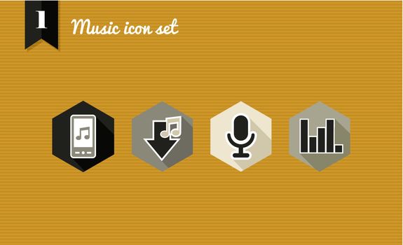 Music flat icons set.