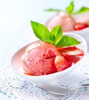 Ice Cream. Strawberry Homemade Icecream Scoop