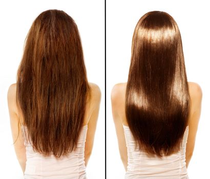 Before and After Damaged Hair Treatment