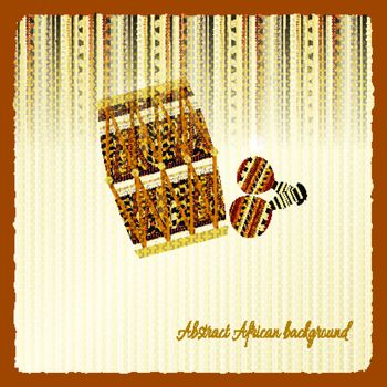 Vintage background with African drum and maracas