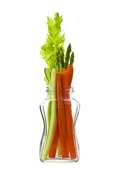 Low calorie vegetable in glass container