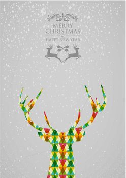 Merry Christmas colorful reindeer shape.