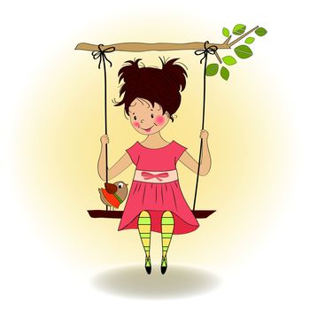 young girl in a swing
