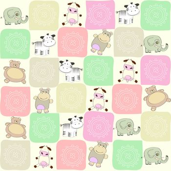 childish seamless pattern with toys