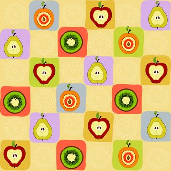 childish seamless pattern with fruits