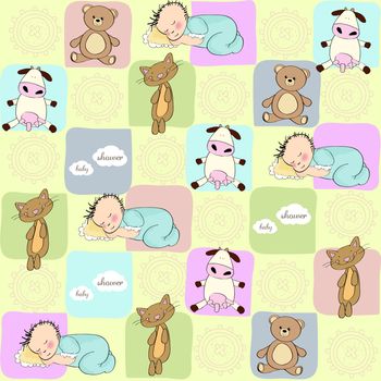 childish seamless pattern with toys