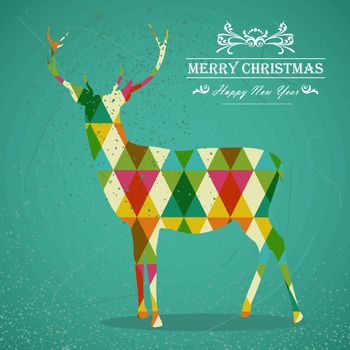 Merry Christmas colorful reindeer shape illustration.