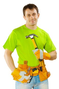 worker with claw hammer