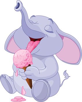 Elephant eating ice cream