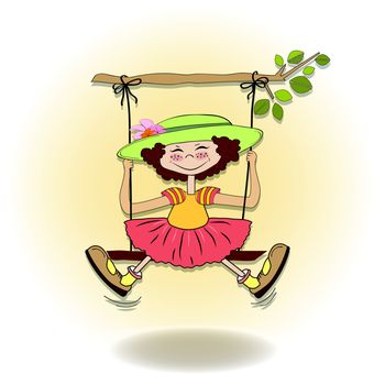 funny girl in a swing