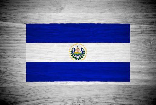 El Salvador flag on wood texture