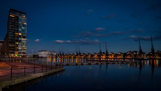 Royal Victoria Dock at dusk