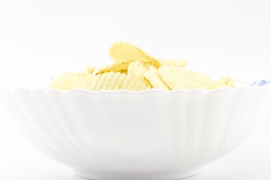 snack potato chips isolated on white 