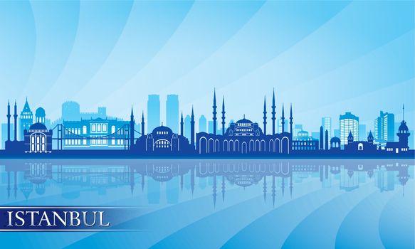 Istanbul city skyline detailed silhouette