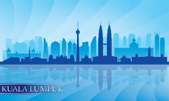Kuala Lumpur city skyline detailed silhouette