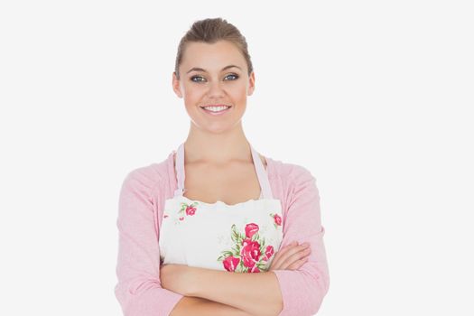 Confident woman wearing apron