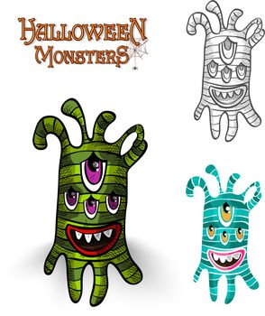 Halloween monsters spooky creature illustration EPS10 file