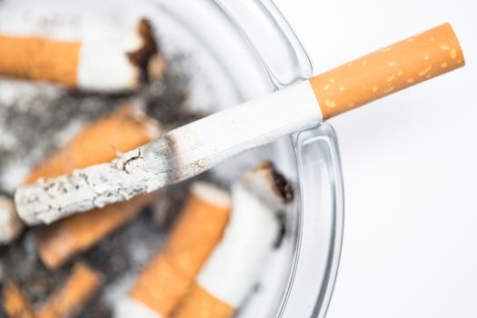 Close up of cigarette in ashtray