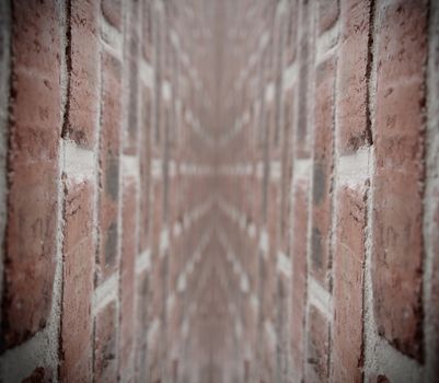 Corridor with bricks wall