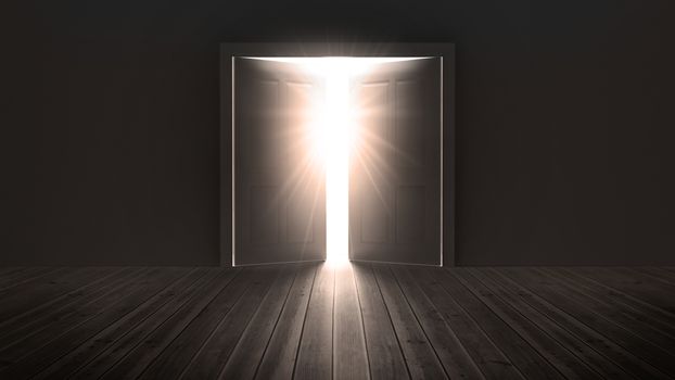 Doors opening to show a bright light