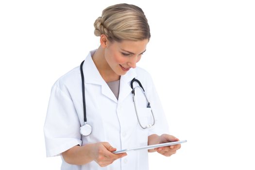 Nurse looking at tablet pc