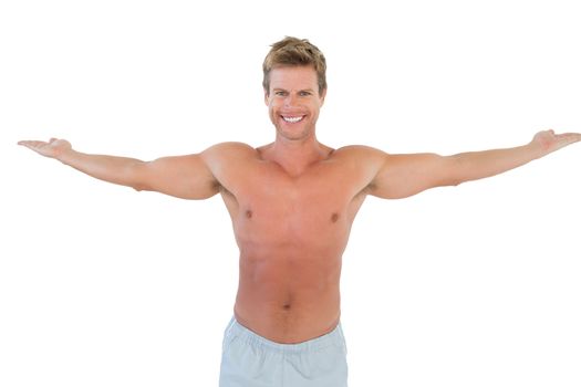 Attractive man opening his arms