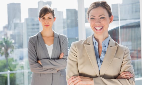 Two smiling businesswomen