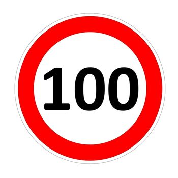 100 speed limit sign