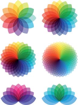 abstract color flowers, vector set