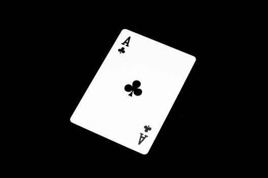 Ace clover card isolated on black