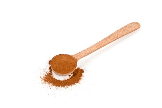ground cinnamon in wooden spoon