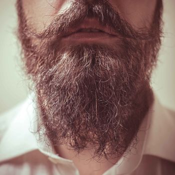 Close up of long beard and mustache