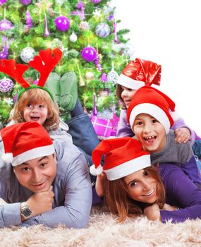 Happy family celebrating Christmas