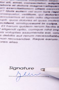 Signature over agreement