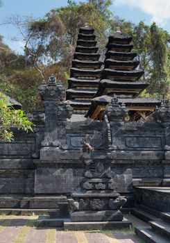Traditional temple Balinese many tier palm roof 