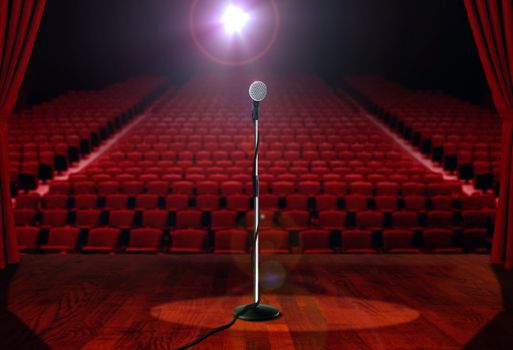 Microphone on Stage with Empty Seats