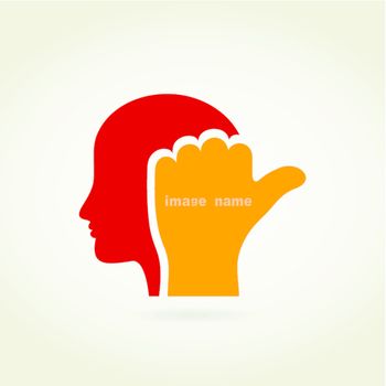 Hand in a head. A vector illustration