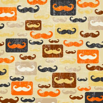 retro seamless pattern with mustache