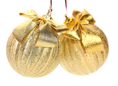 Two golden balls for the Christmas tree.
