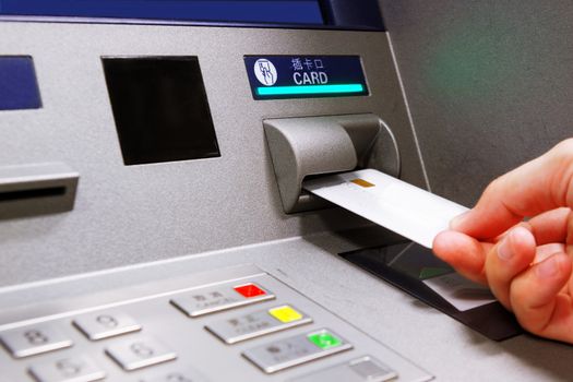 insert card in a ATM machine