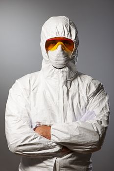 Scientist in protective wear