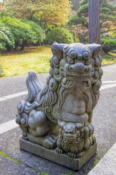 Japanese Komainu Female Foo Dog Sculpture