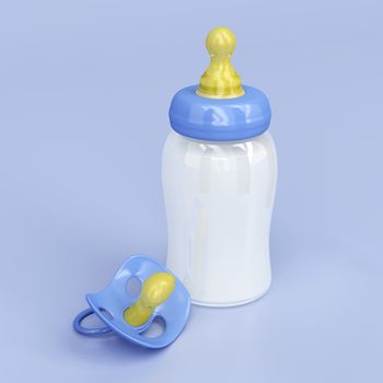 Milk bottle and pacifier