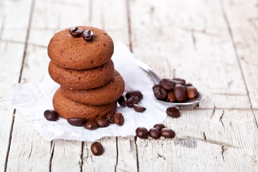 chocolate cookies and coffee beans