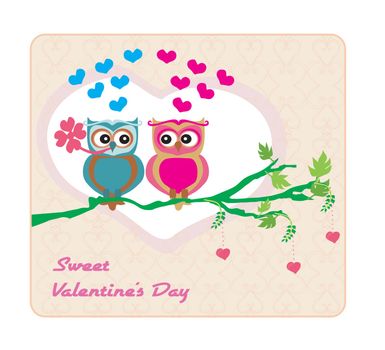 owls in love , sweet card design.