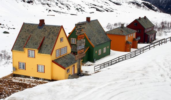 Norway tipical wooden mountain houses