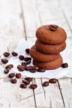 chocolate cookies and coffee beans
