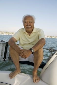 Senior man on sailboat (portrait)